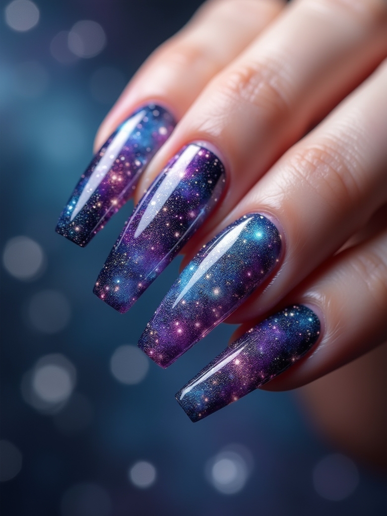 cosmic galaxy nail art