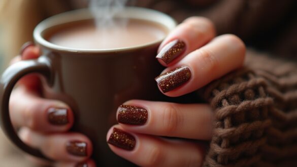 cozy chocolatey brown nails