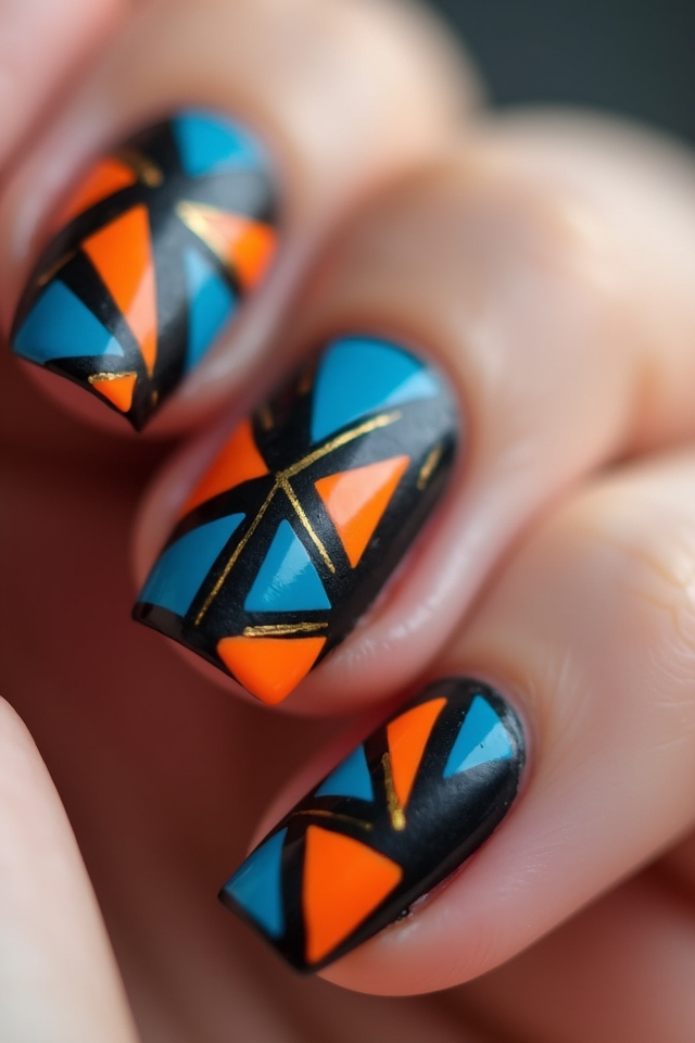 creative bold geometric nail art