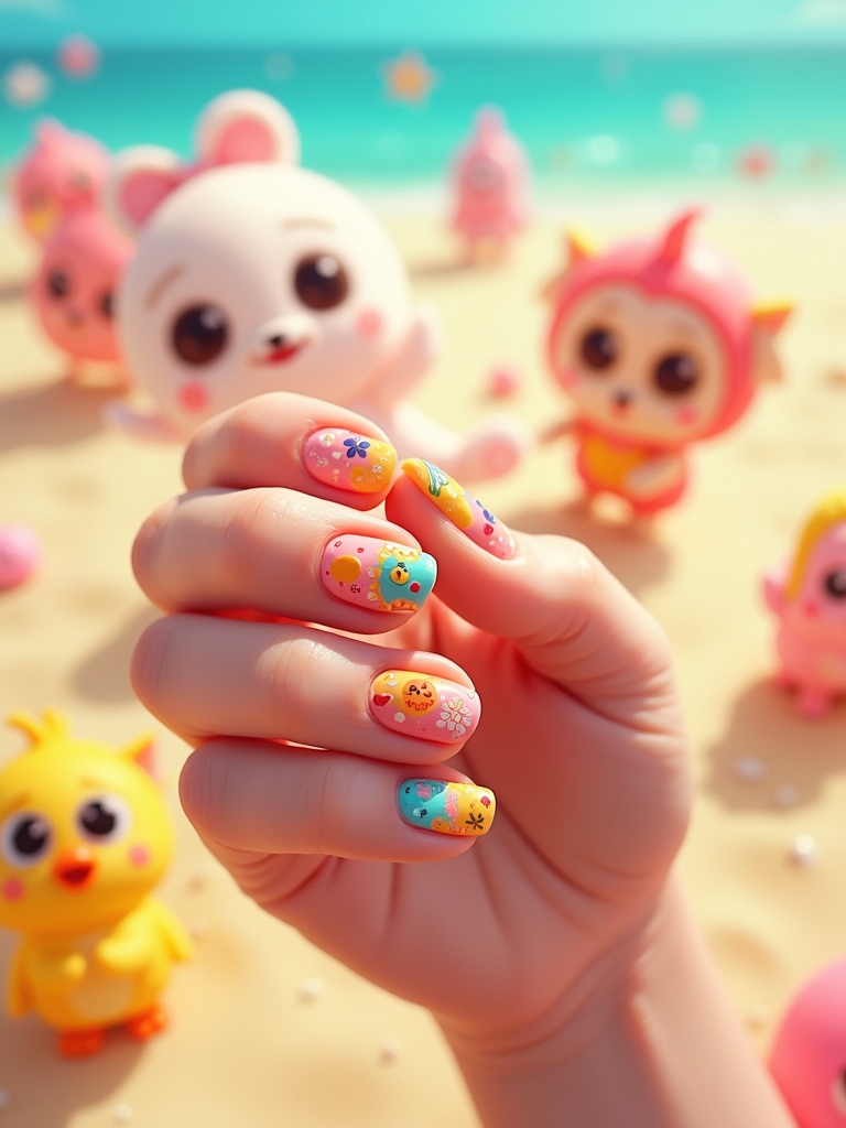 cute cartoon nail designs