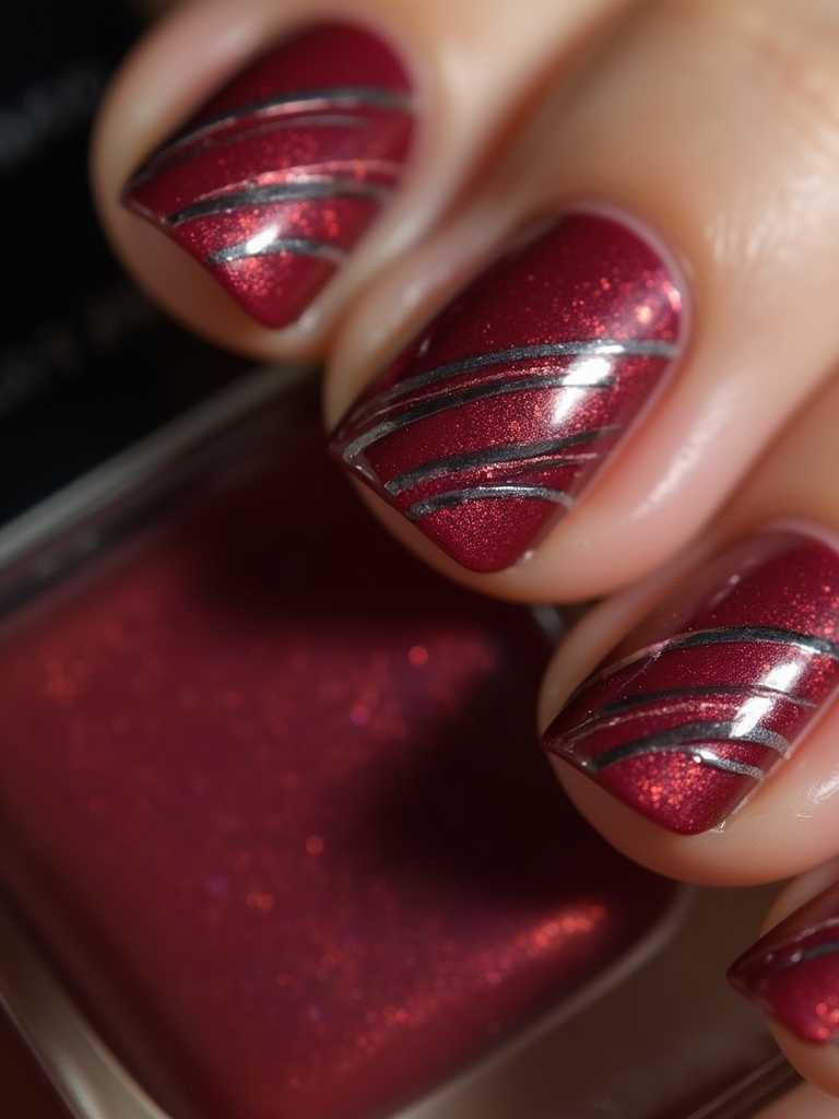 dark red silver stripes