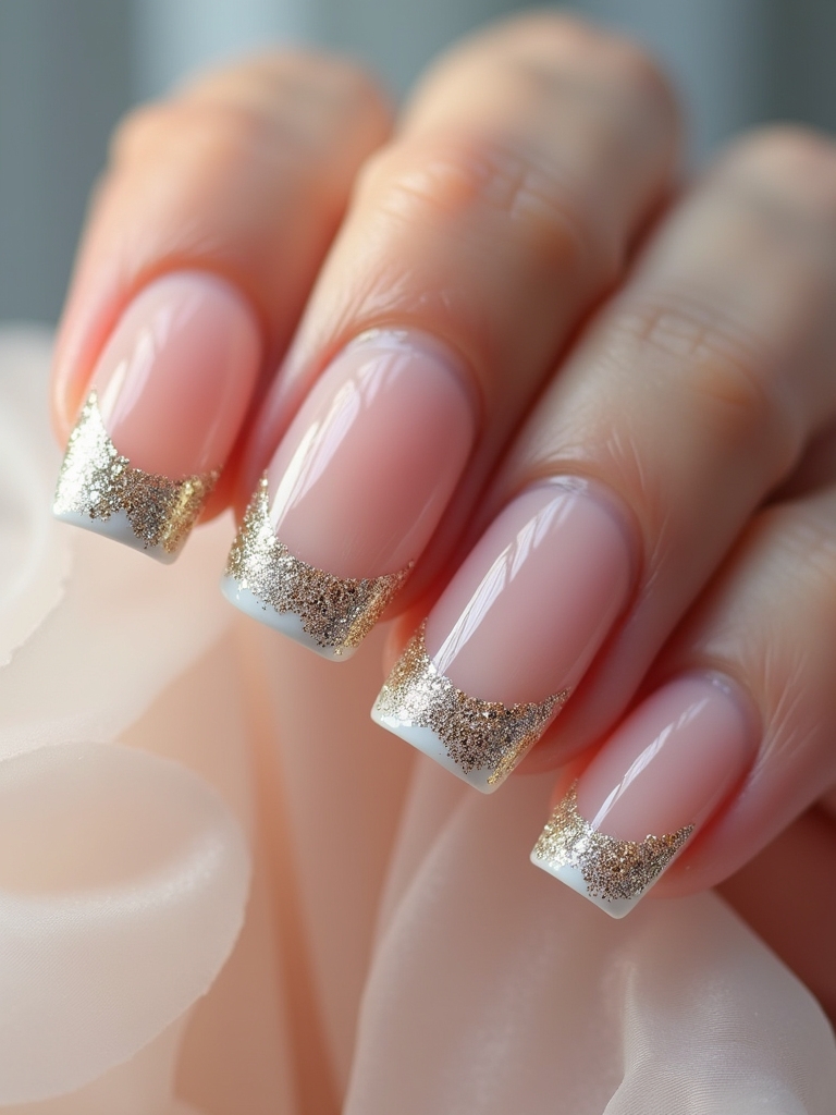 dazzling glitter french tips