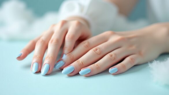 dreamy soft blue nails