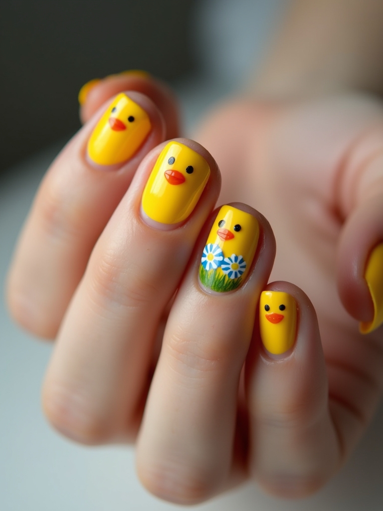 duck and daisy nails