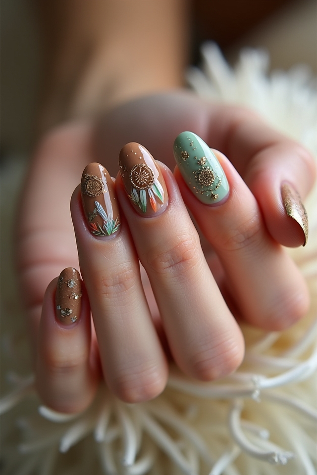 earthy boho manicure designs
