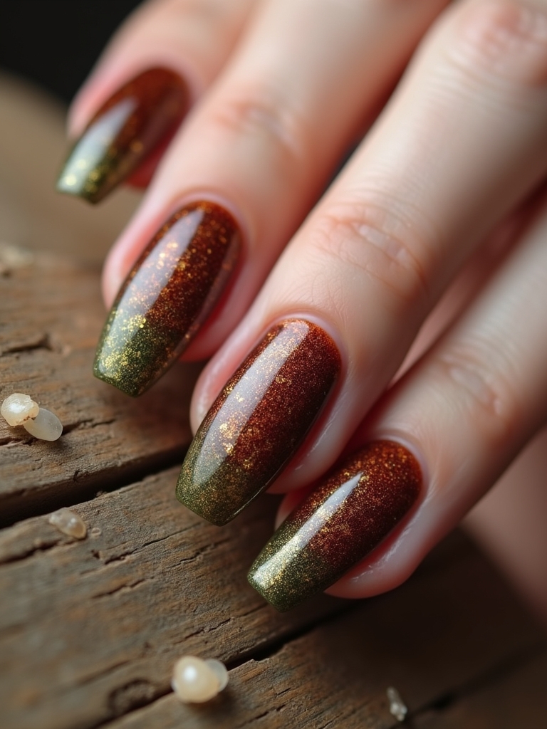 earthy textured gel nails