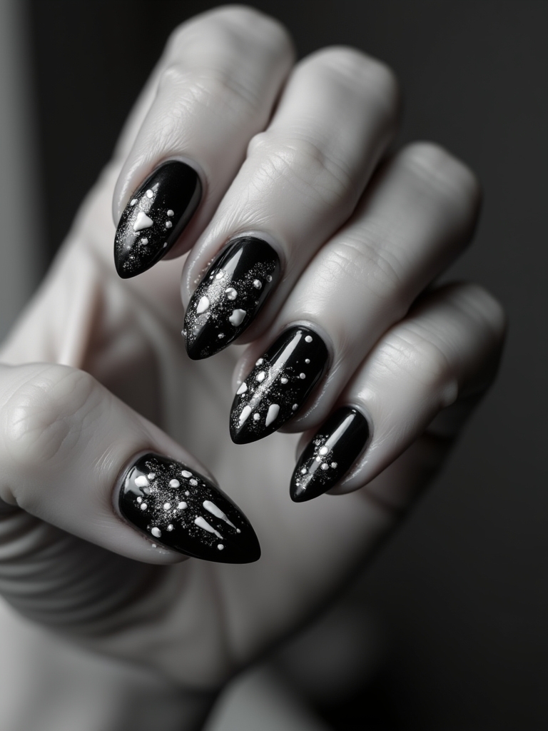 edgy black and white nails