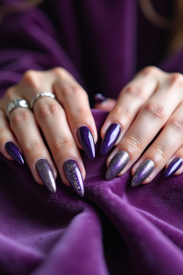 edgy purple chrome nails