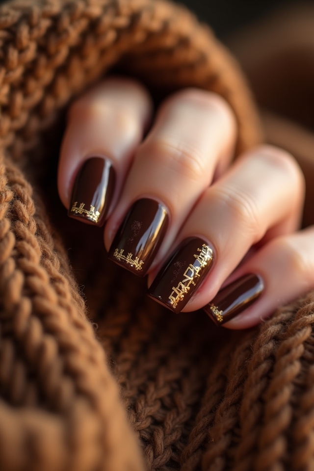 elegant brown and gold nails