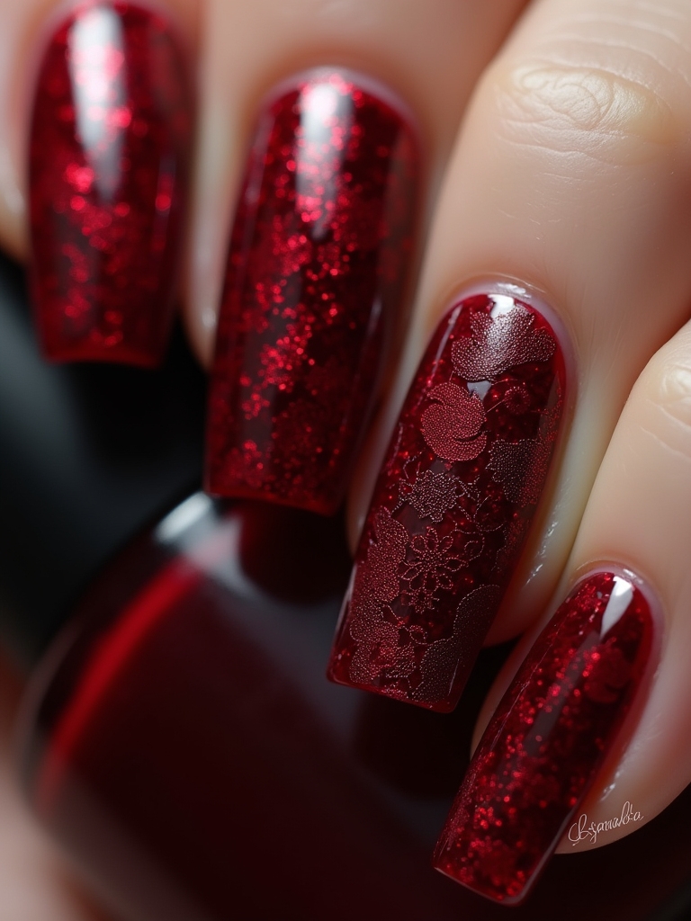 elegant dark red lace