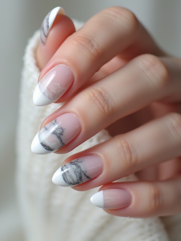 elegant marble french tips