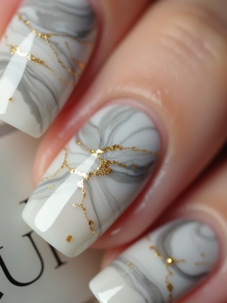elegant marble nail art