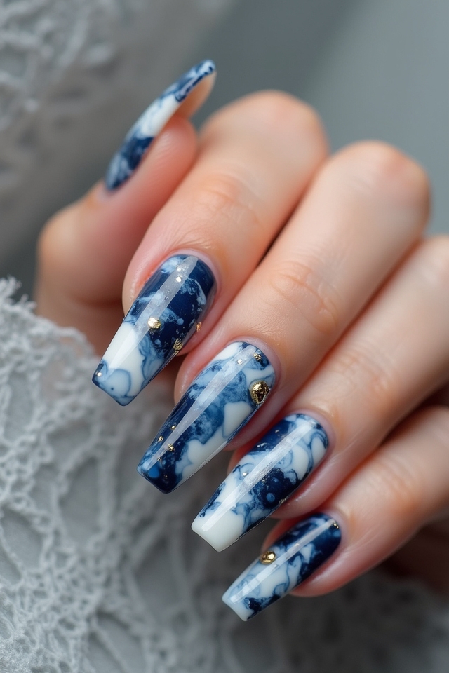 elegant marble square nails