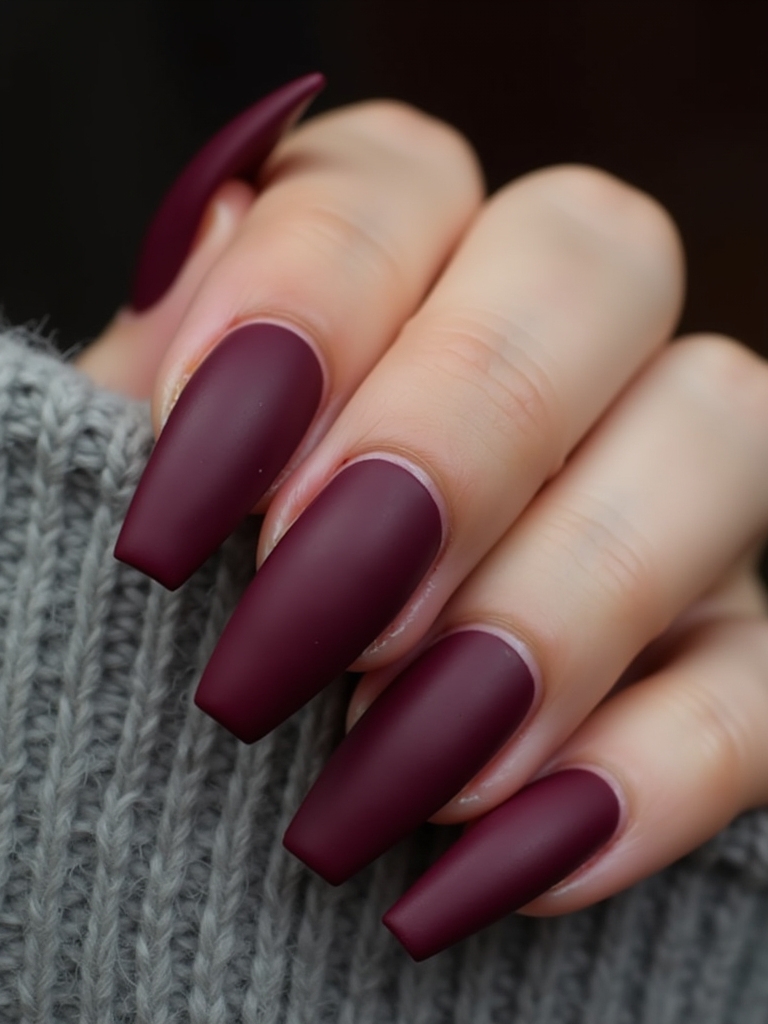 elegant matte burgundy nails