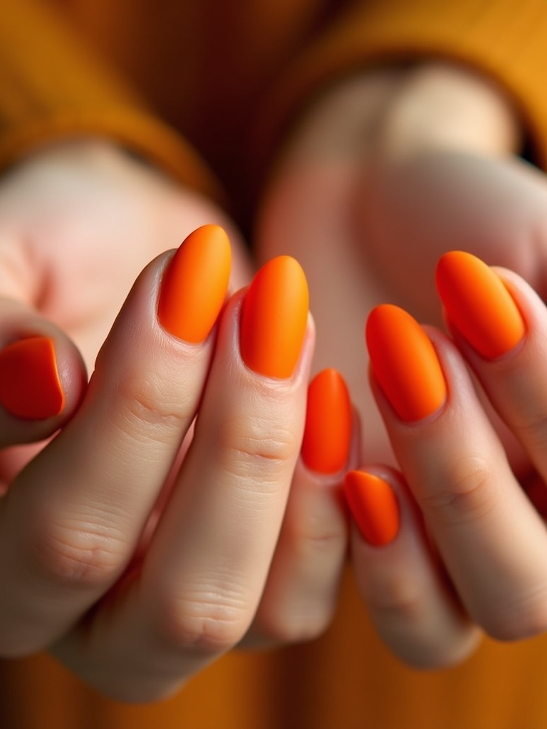 elegant matte orange nails