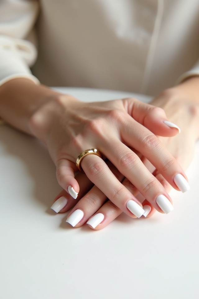 elegant minimalist white nails