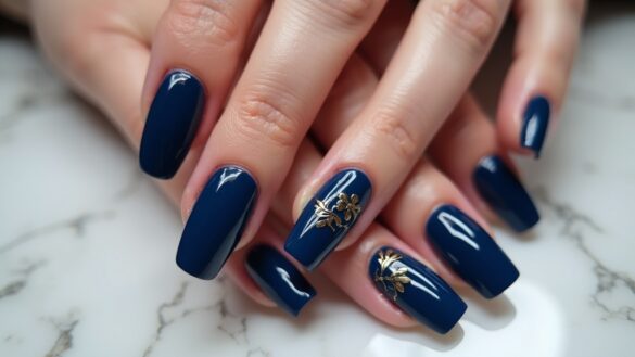 elegant navy blue nails