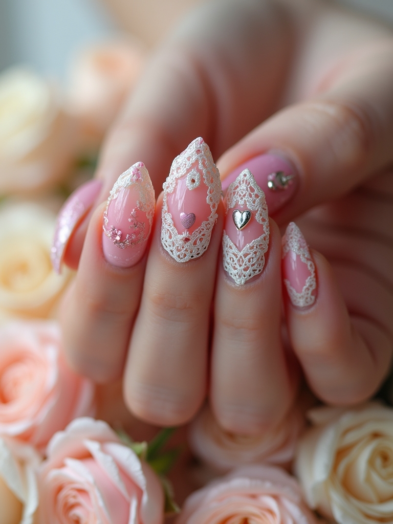 elegant vintage lace nails