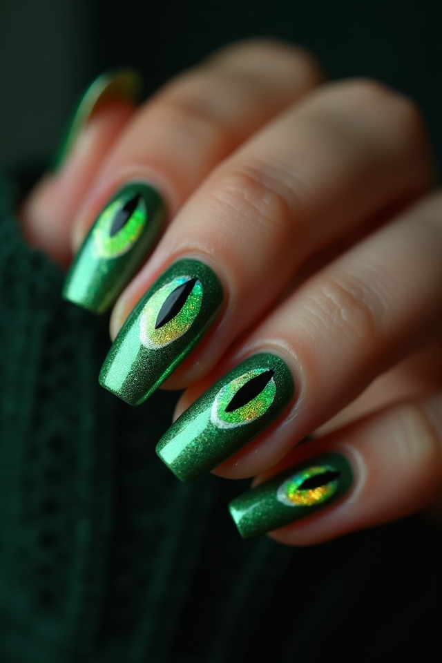 emerald green nail art