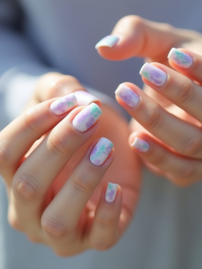 enchanting abstract milky nails