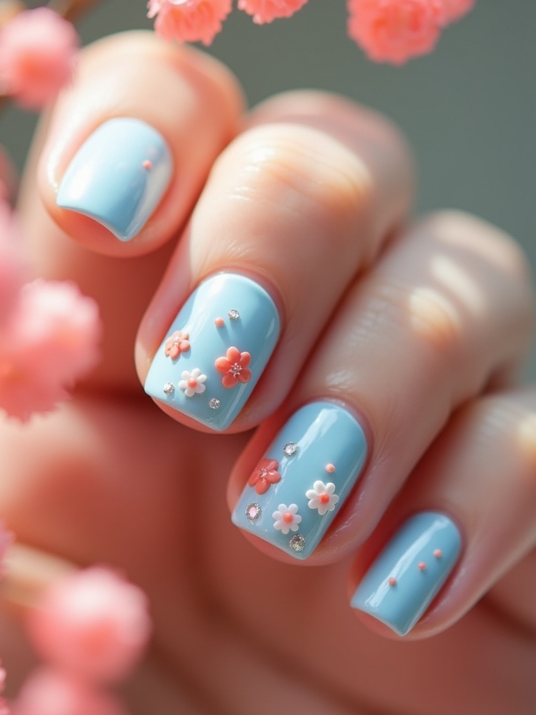 enchanting coral baby blue