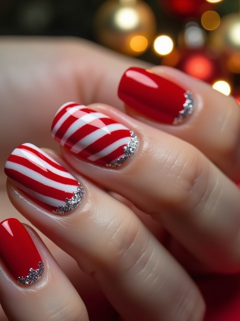 festive candy cane nails