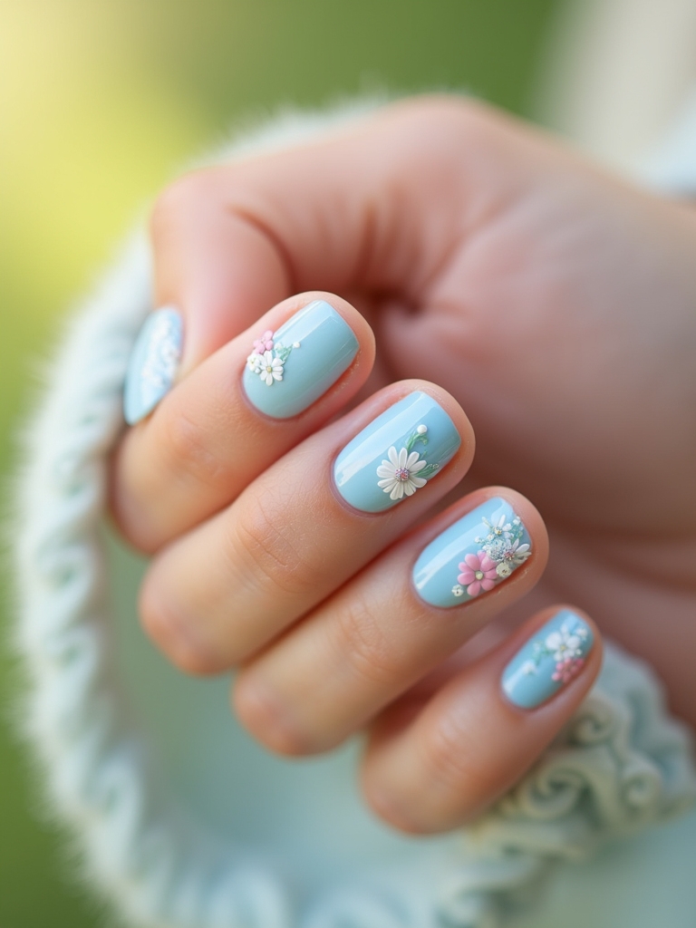 floral baby blue designs