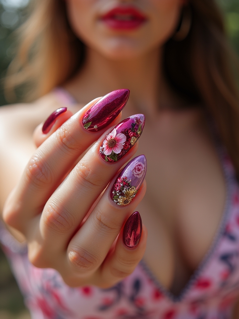 floral stiletto nail designs