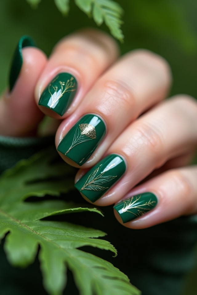 forest green nail design