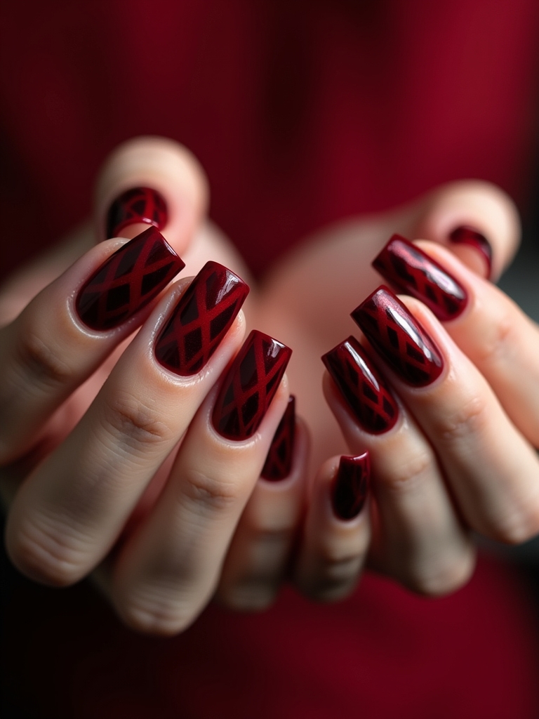 geometric dark red designs