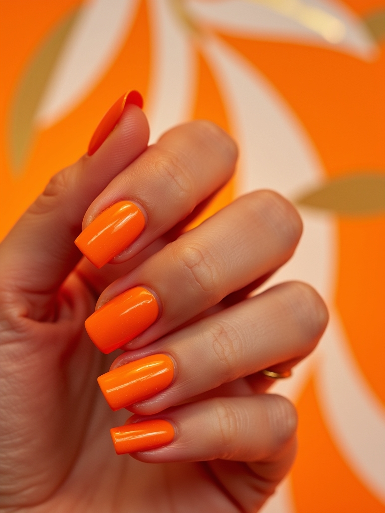 geometric orange nail designs