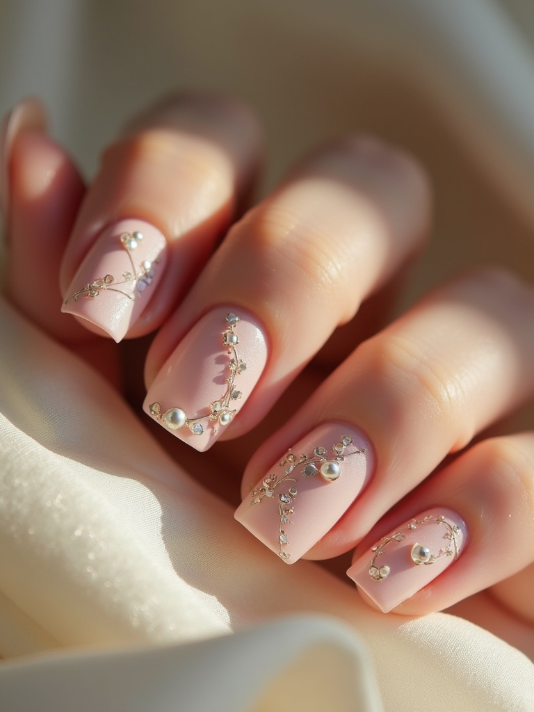 geometric pearl nail designs