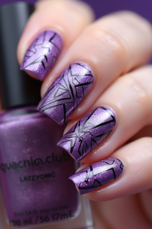 geometric purple nail designs