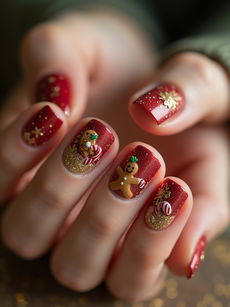 gingerbread man nail art
