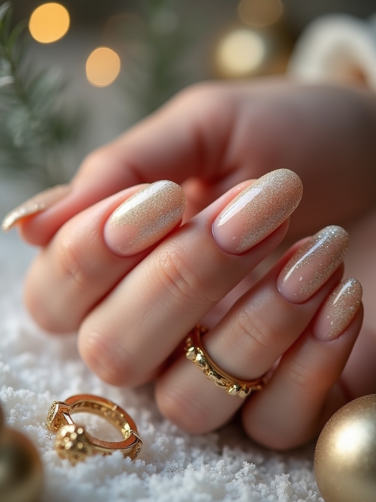 glamorous champagne glitter nails