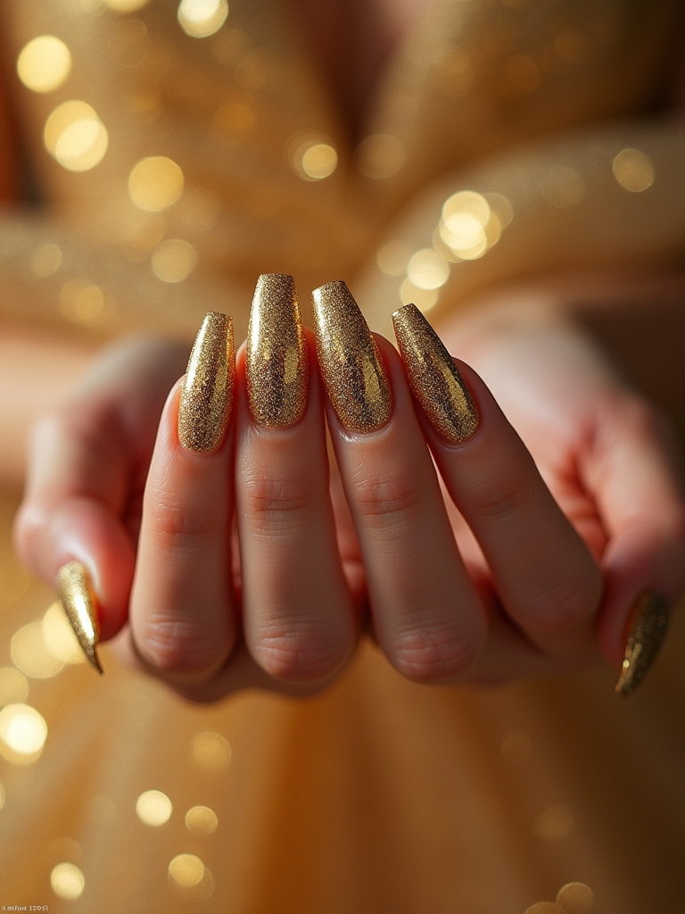 glamorous gold glitter nails