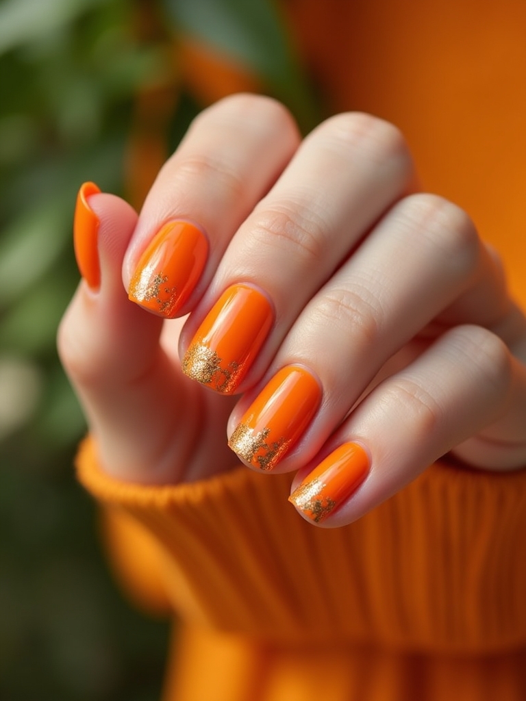 glamorous orange gold foil