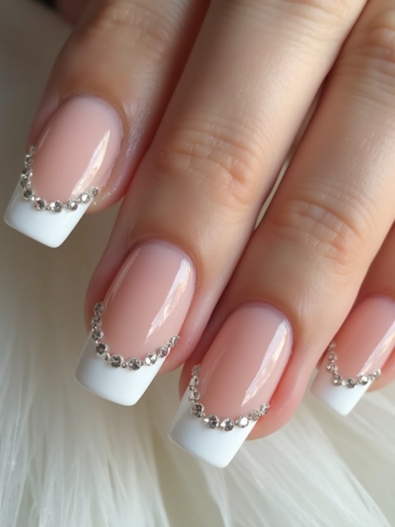 glamorous rhinestone french tips