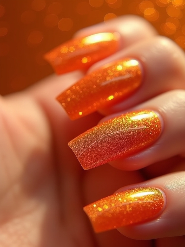 glamorous shimmering metallic orange