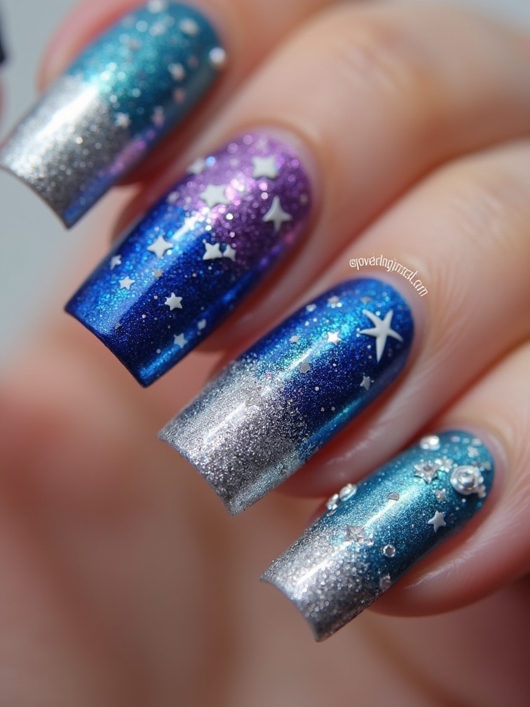 glitter gradient nail tips