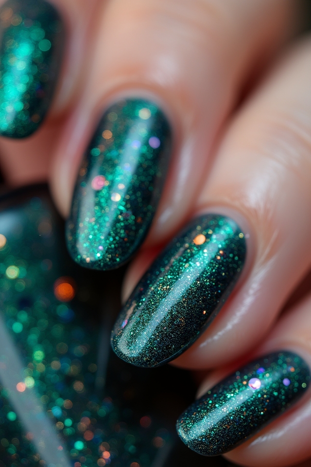 glittery cat eye nails