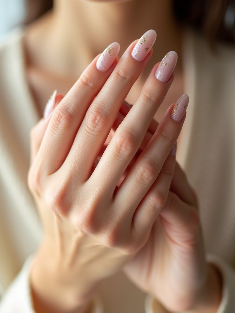 gold flakes on nails