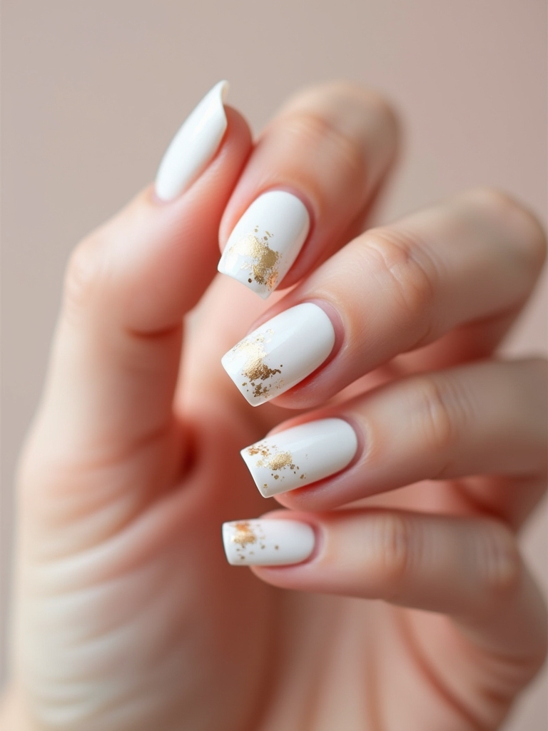 gold foil milky nails