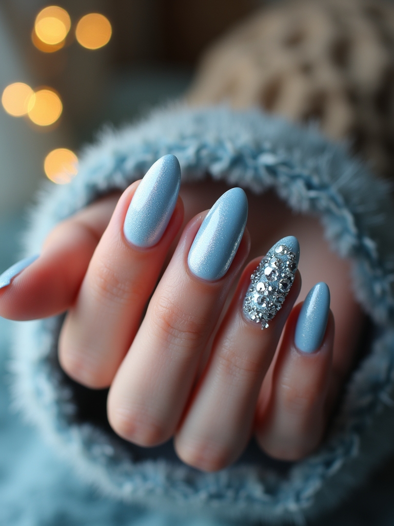icy blue crystal nails