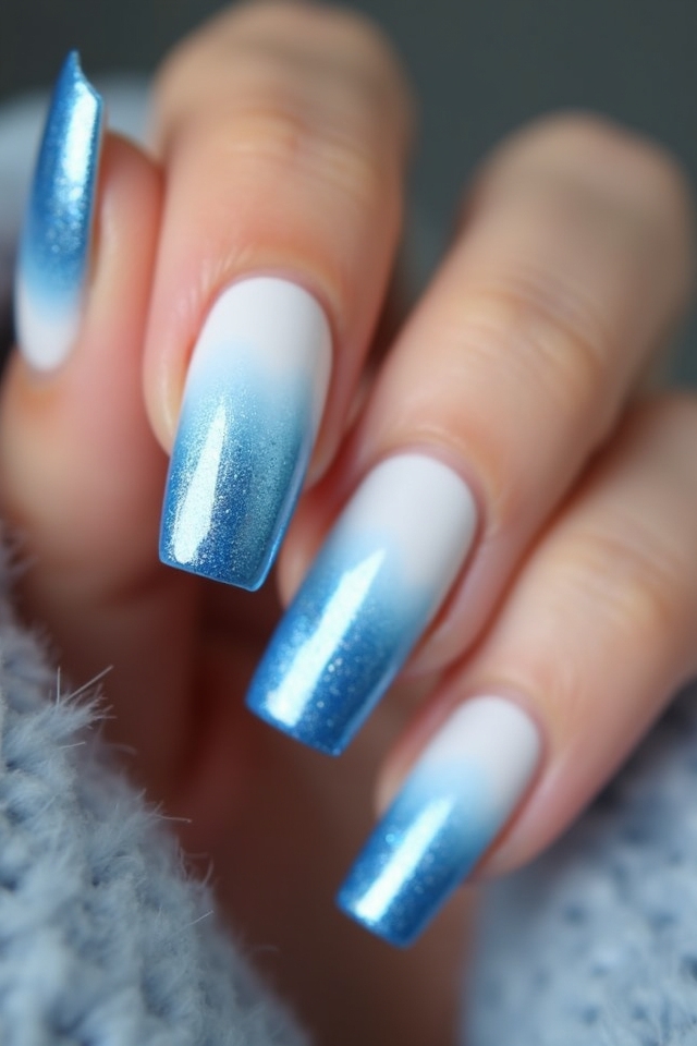 icy blue ombr nails