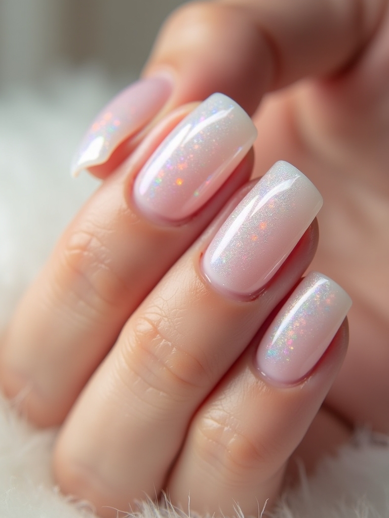 iridescent pearl ombre nails