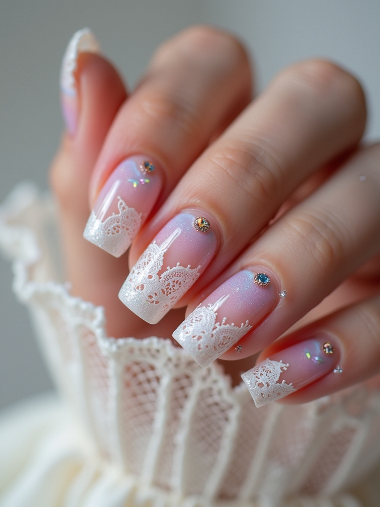 lace and ribbon nailart