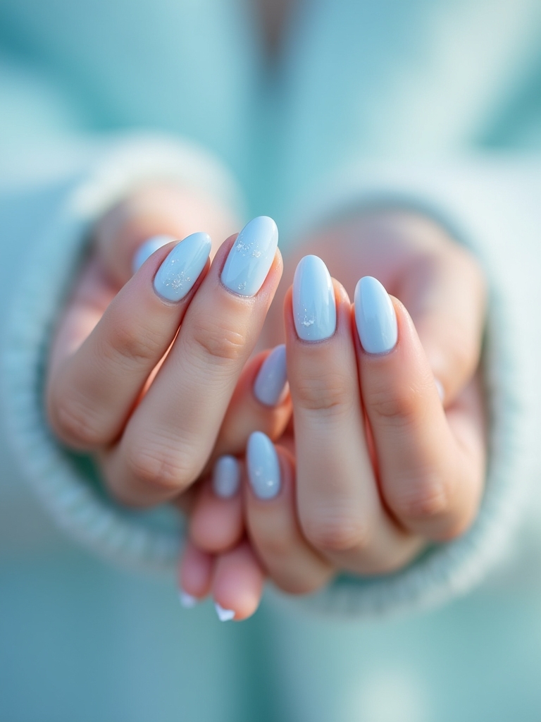 light blue watercolor manicure