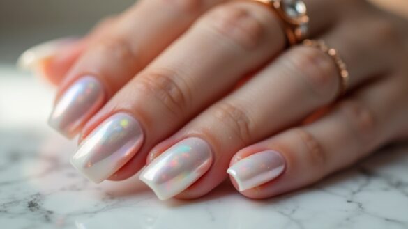 luxe feminine pearl nails