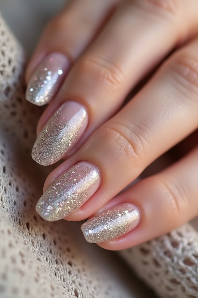 magical glitter gradient manicure